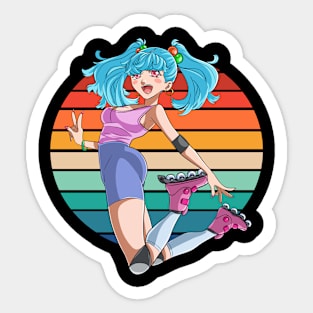 Roller Skate Girl Rollerblades Rollerblading Anime Sticker